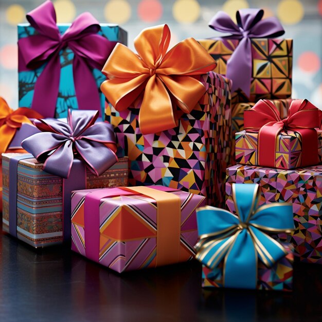 Foto capricious gift wrapping showcase kleurrijke en creatieve geschenkenverpakking