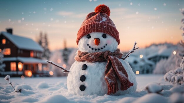 Foto capricious winter aesthetic snowman wallpaper om uw dag op te vrolijken