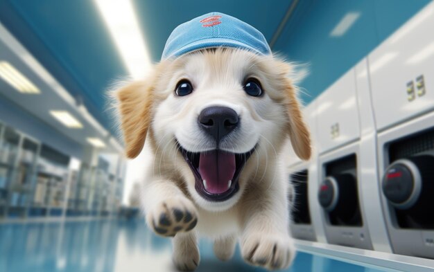 Capricious wonder schattige animatie brengt tot leven een schattige en grappige golden retriever puppy in een charmante cartoon avontuur vol speelse capriolen en hartverwarmende momenten