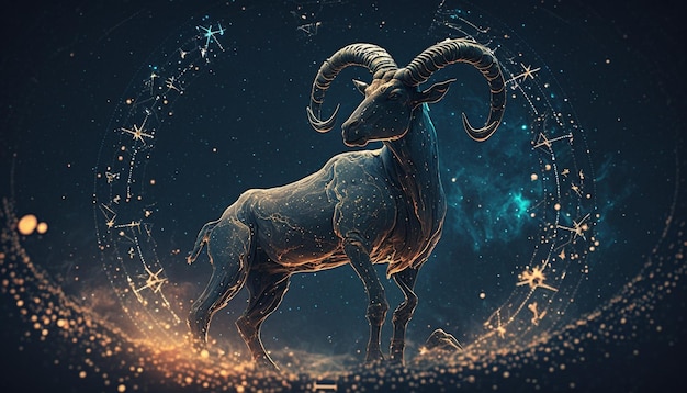 Capricorn zodiac sign in fantasy style