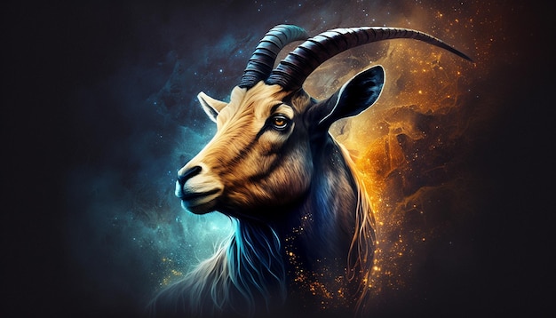 Capricorn zodiac sign on space background Generative AI