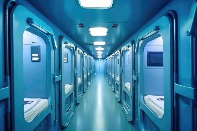 Capsule hotel interieur AI gegenereerd