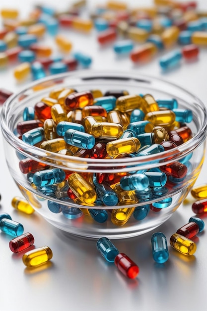 Capsules Colored on a Bown Isolated