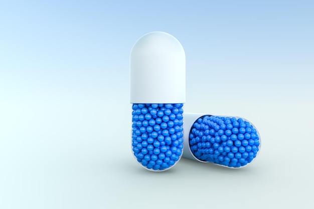 Capsules met bollen 3D-rendering