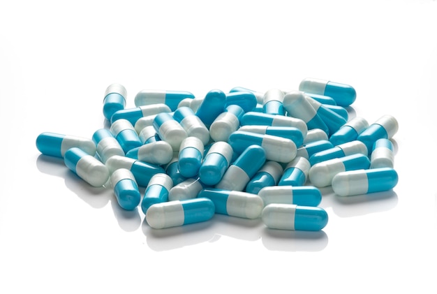 Capsules in white and light blue color