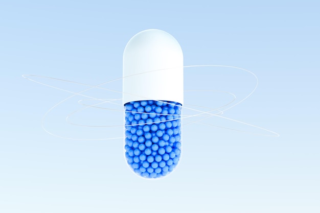 Capsules with spheres 3d rendering