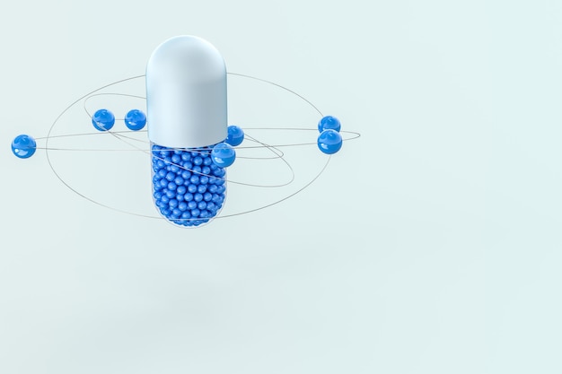 Capsules with spheres 3d rendering