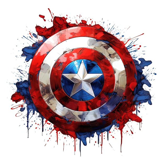 captain america logo on a white background in the style of avocadopunk