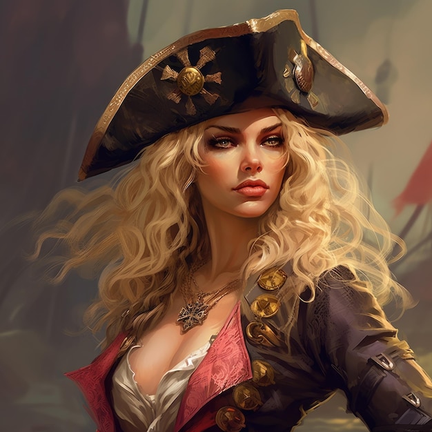 Premium AI Image | Captain of the Enchanted Seas A Beautiful Female Pirate's  Fantasy