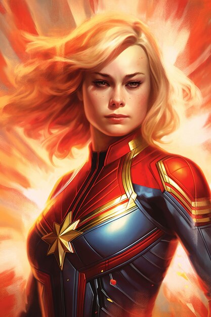 Captain marvel avenger portrait female superhero