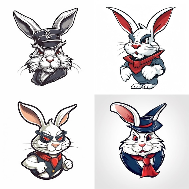 Photo captain rabbit mascot logo 8