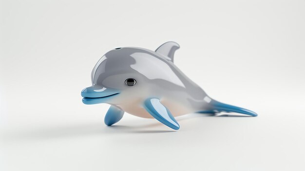 A captivating 3D rendering of a cute and friendly dolphin gracefully swimming against a clean white background This delightful image exudes joy and innocence perfect for conveying a sense