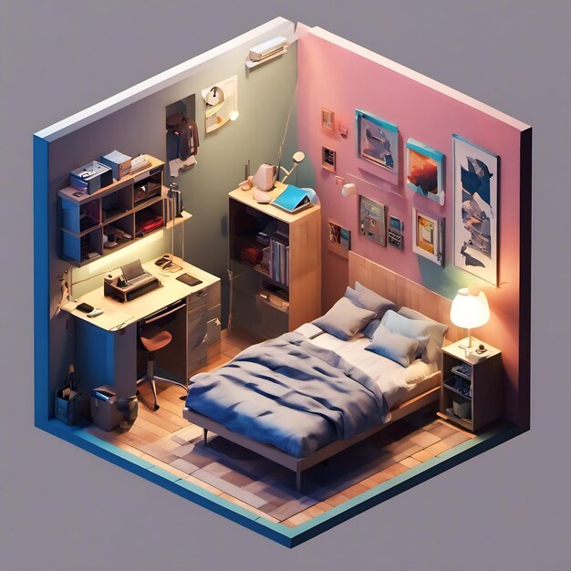 Captivating 3D Renders Adorable Kids Bedrooms with Desktop Delights Professional Photos