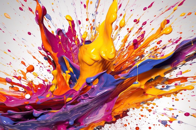 A captivating abstract multicolored backdrop vibrant hues blend evoking artistic allure Splashes of vivid pigments dance freely creating an enigmatic visual symphony Generative AI