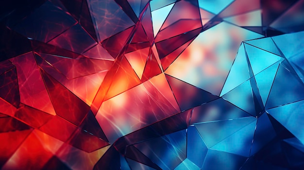 A captivating abstract photo featuring complex geometric shapes and vivid colors