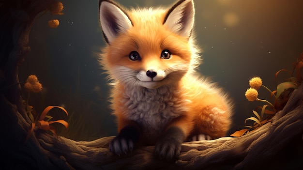 Foto accattivante adorabile ritratto di baby fox
