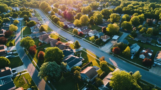 A Captivating Aerial View of a Lush Neighborhood