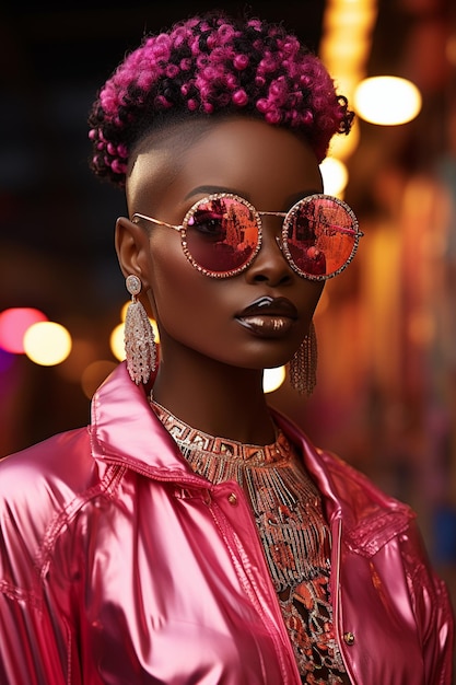 Captivating African model in vibrant pink dress