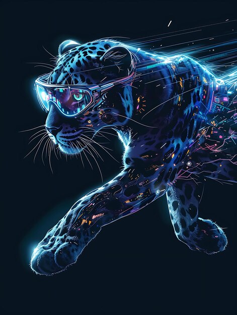 Foto affascinanti ritratti di animali in stile cyber pet e colori vivaci in una straordinaria arte digitale