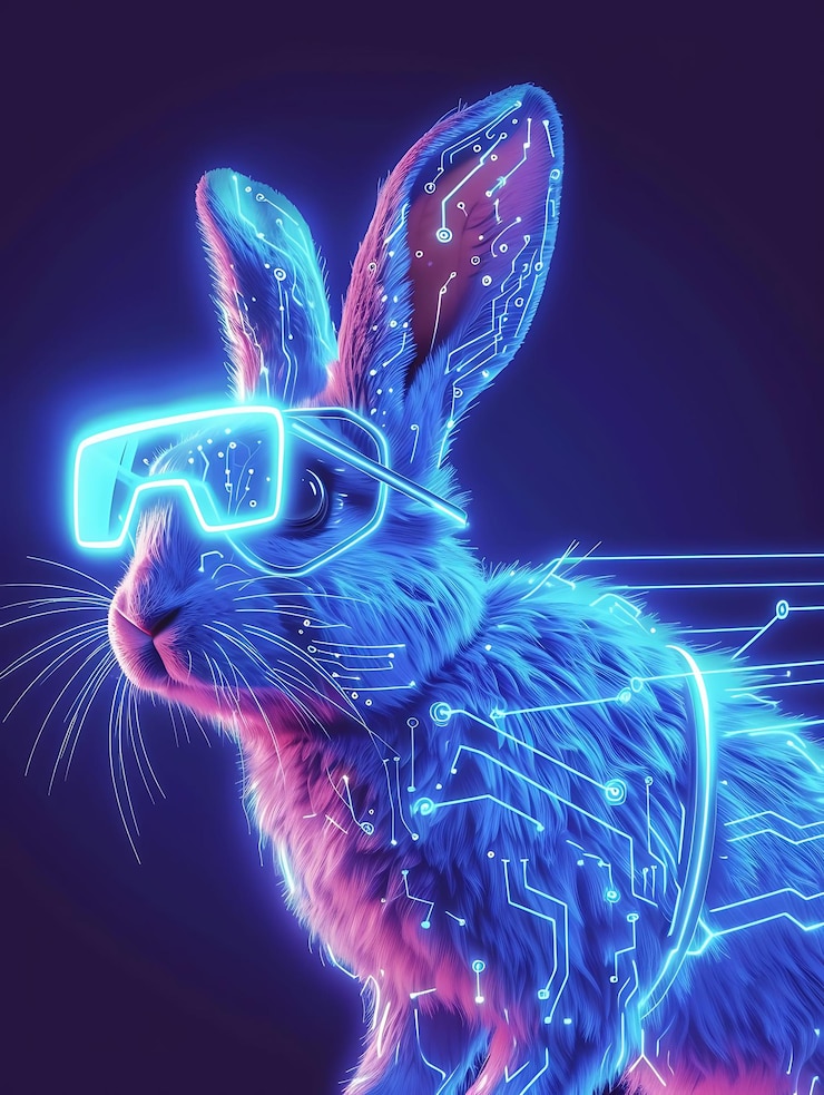 Photo captivating animal portraits cyber pet style and vibrant colors in stunning digital art