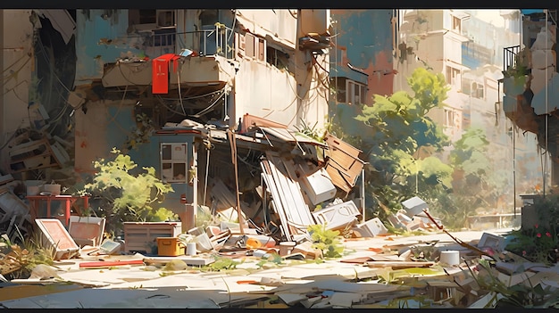 Captivating Anime apocalyptic ruined city world