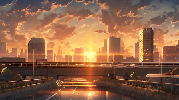 Photo captivating anime world with post apocalyptic city wallpaper