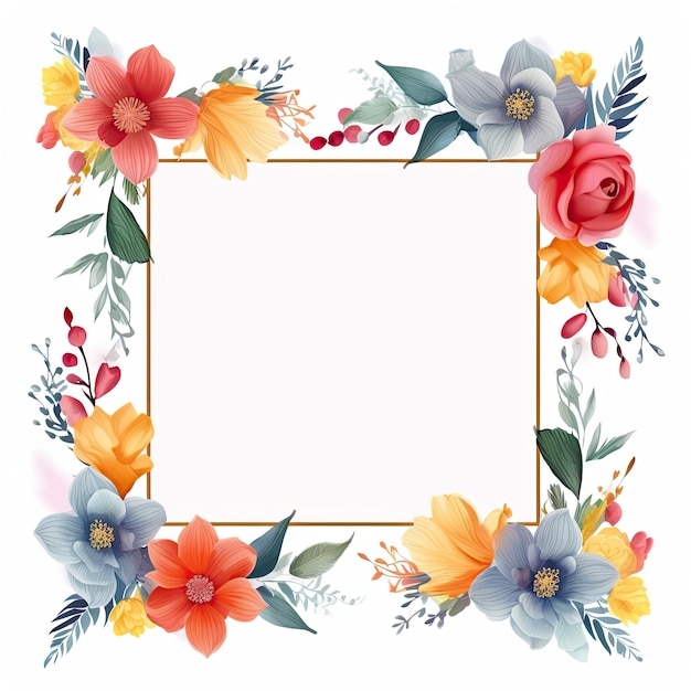 Captivating Anniversary Frame Square Floral Art on White Background