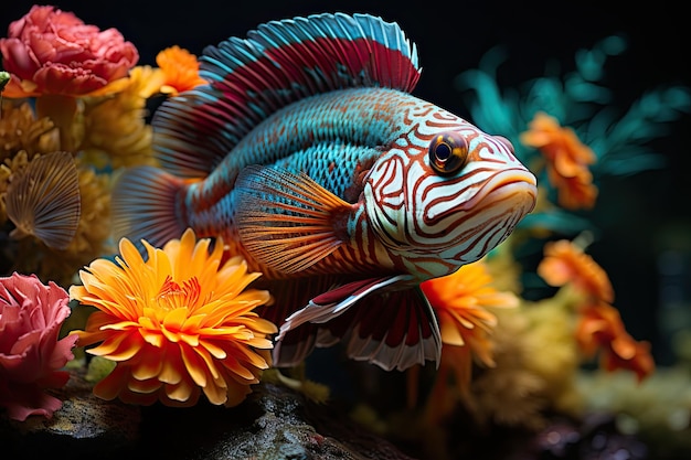 Captivating aquarium fish showcased alongside essential care tips Explore the vibrant world of underwater companionship and responsible pet care Generative AI