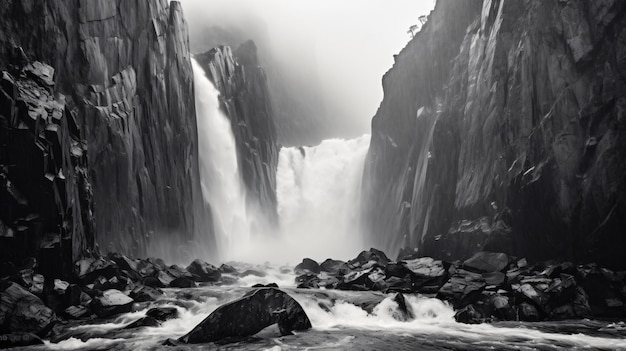 Captivating Arafed Waterfall in a Majestic Canyon Ansel Adams Would Approve Generativeai