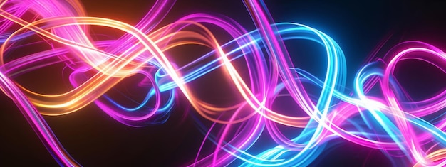 A captivating array of neon lines crisscrossing and curving in an intricate dance of light