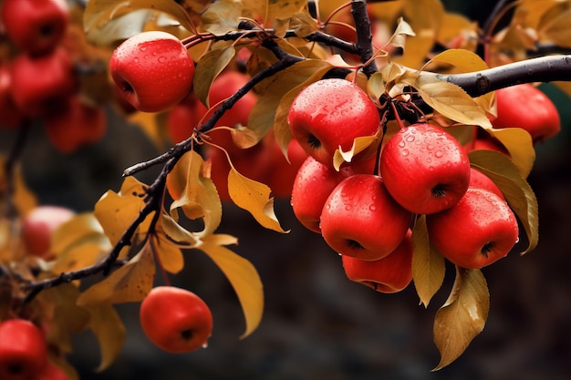 Captivating autumn scenery a branch of an apple tree with abundant c falls grace 32