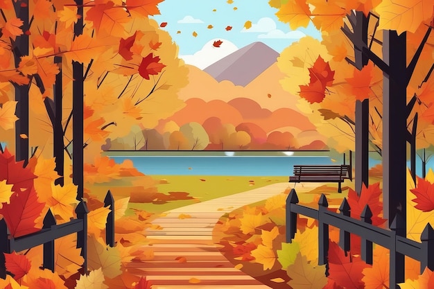Captivating Autumnal Symphony A Mesmerizing Tapestry of Falling Leaves in Natures Embrace