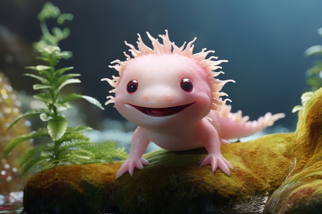 Photo a captivating axolotl with its endearing smile and 00027 01