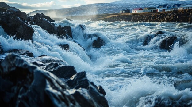 Captivating beauty godafoss waterfalls unleash a torrential deluge in picturesque icelandic landsca