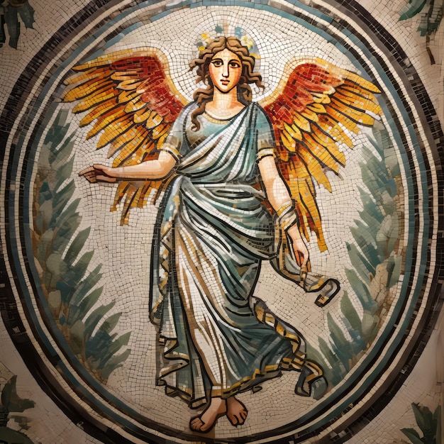 Photo captivating beauty rediscovering the ancient roman mosaic angelic artistry