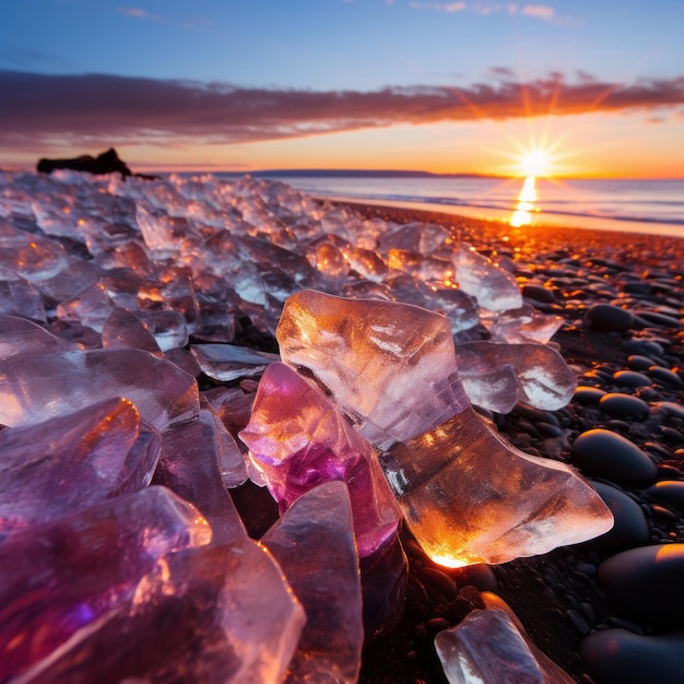 Photo captivating beauty unveiled the allure of jewelry ice on otsu beach hokkaido japan