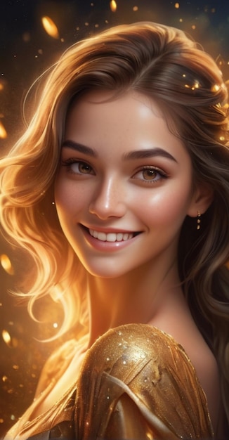 Captivating Beauty Unveiled A Masterpiece Illustration of a Radiant Smiling Girl by Skyrn99