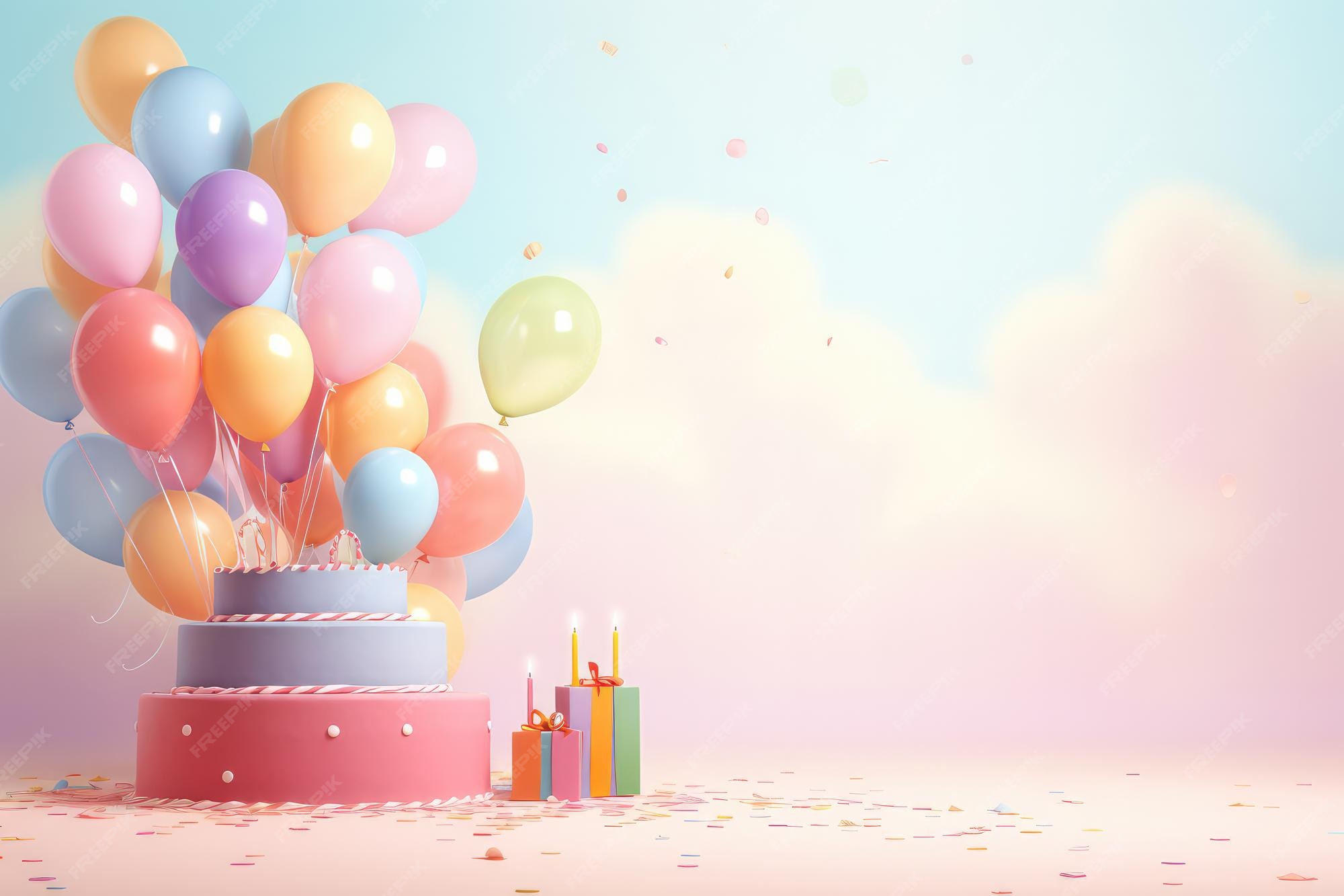 Premium AI Image | Captivating Birthday Delight Pastel Balloons and 