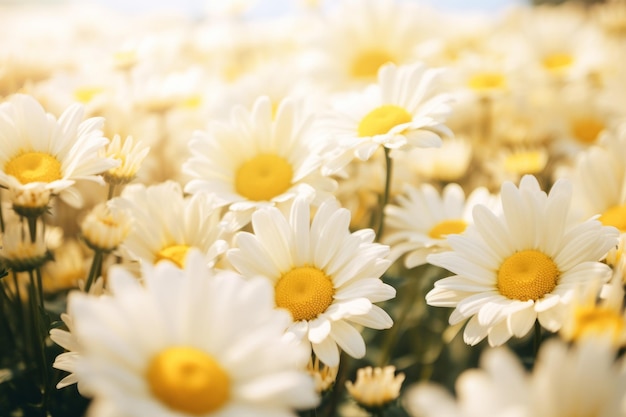 Captivating Blossoms The Art of Selective Focus on White and Yellow Daisy Flowers