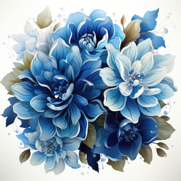 魅力 的 な 青い 花 たち  透明 な キャンバス に 置か れ た 細 な 美しさ