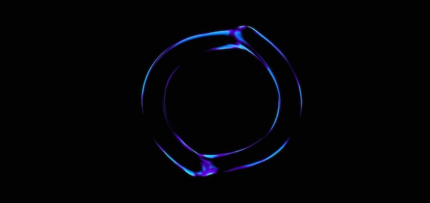 Увлекательный абстрактный дизайн синего неонового круга на темном фоне с 3D-элементами