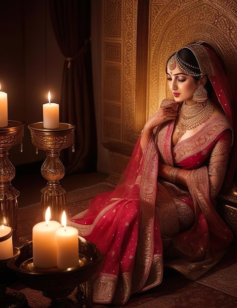 Captivating Bridal Elegance A Beautiful Girl in Exquisite Saree