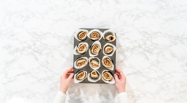 Captivating capture of noyeast cinnamon roll cupcakes