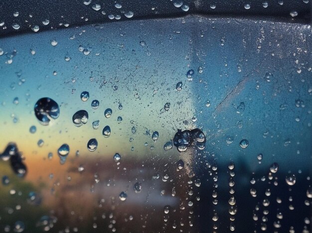 Photo captivating car window water droplets and watercolor magic