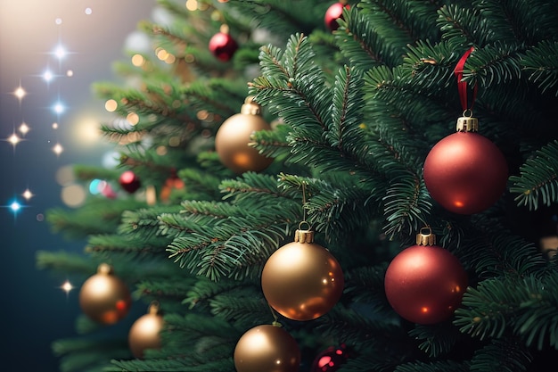 クリスマス の 華やか な 壁紙 に 飾ら れ た 魅力 的 な クローズアップ の 杉 の 木