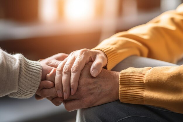 Photo captivating closeup hands offering support to a young adult