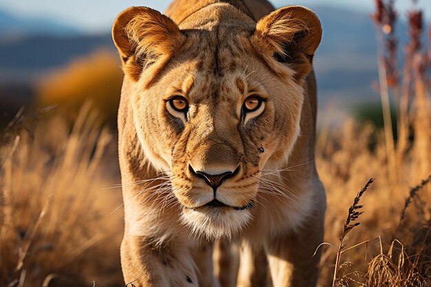 Captivating CloseUp Lioness in the African Savannah