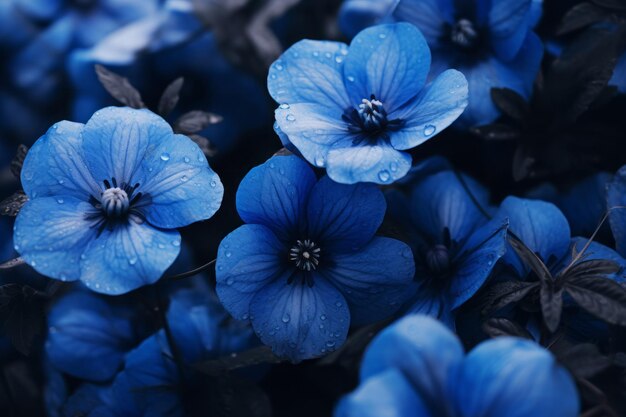 Foto un affascinante primo piano degli affascinanti fiori a petali blu in uno splendido ar 32