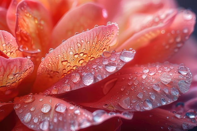 A captivating closeup of a raindrop on a flower petal