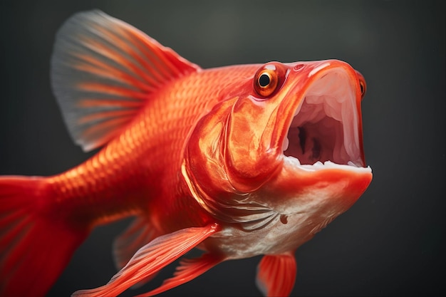 Foto un pesce rosso che lotta per respirare nel suo santuario acquatico